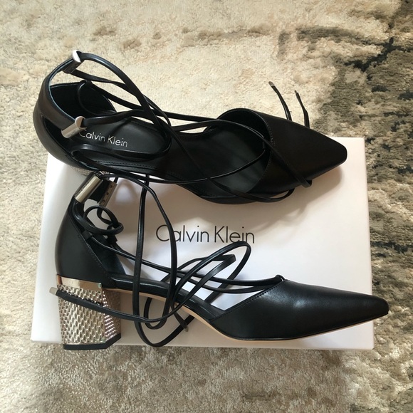 Calvin Klein black strappy heels 🖤 - Picture 1 of 7